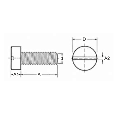 Šrouby celoplastové s válcovou hlavou s drážkou