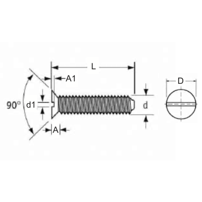 Šrouby celoplastové se zapuštěnou hlavou s drážkou